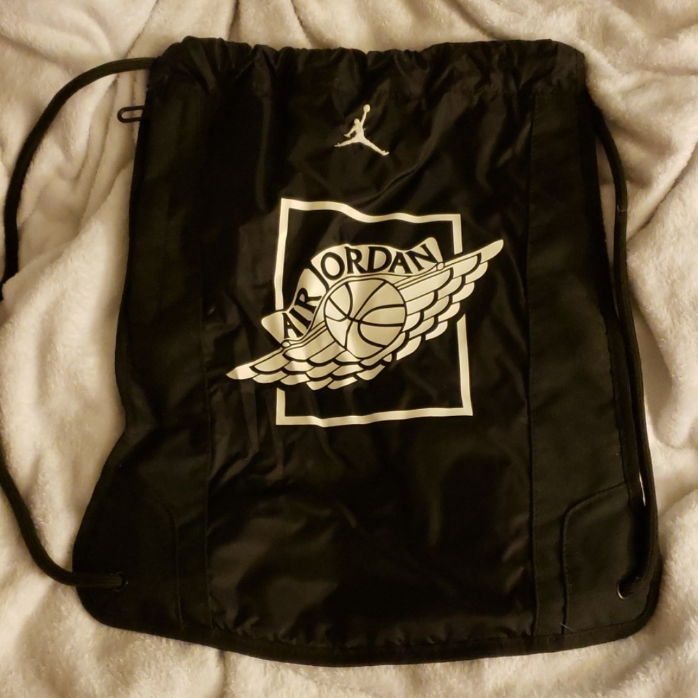 Air Jordan drawstring style backpack.